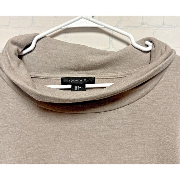 Tahari Tan Brown Cowl Neck Oversized Pullover Sweater Dolman Sleeve Medium - Picture 4 of 7